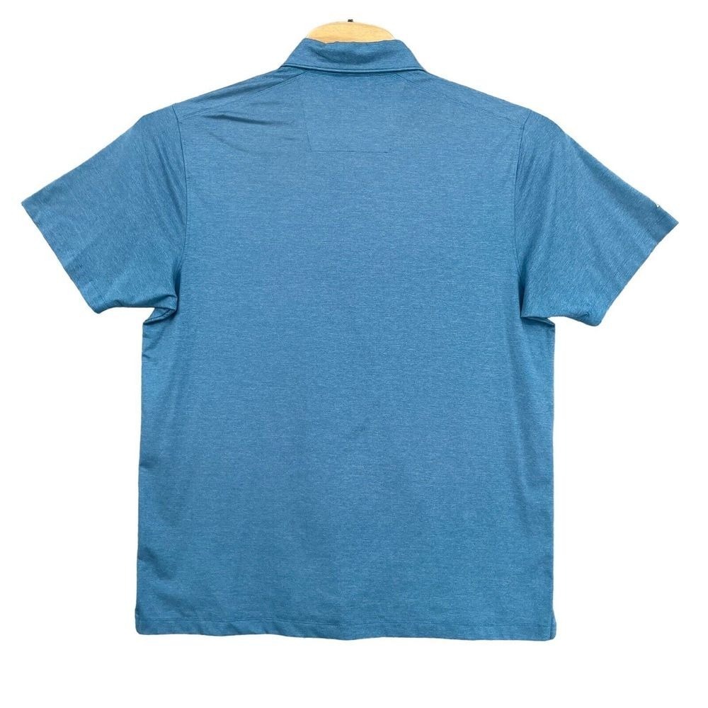 Matte Grey XL Blue Polyester Short Sleeve Men's Golf Polo Shirt - Picture 3 of 7